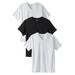 Men's Big & Tall Cotton V-Neck Undershirt 3-Pack by KingSize in Assorted Black White (Size XL)