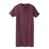 Men's Big & Tall Short-Sleeve Henley Nightshirt by KingSize in Deep Burgundy (Size 7XL/8XL) Pajamas