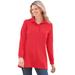 Plus Size Women's Long-Sleeve Polo Shirt by Woman Within in Vivid Red (Size 1X)