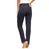 Plus Size Women's Invisible Stretch® Contour Straight-Leg Jean by Denim 24/7 in Dark Wash (Size 22 WP)