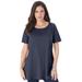 Plus Size Women's Swing Ultimate Tee with Keyhole Back by Roaman's in Navy (Size 4X) Short Sleeve T-Shirt