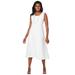 Plus Size Women's Linen Fit & Flare Dress by Jessica London in White (Size 16 W)