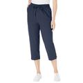 Plus Size Women's Seersucker Capri Pant by Woman Within in Navy (Size 12 W)