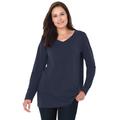 Plus Size Women's Perfect Long-Sleeve V-Neck Tee by Woman Within in Navy (Size 1X) Shirt