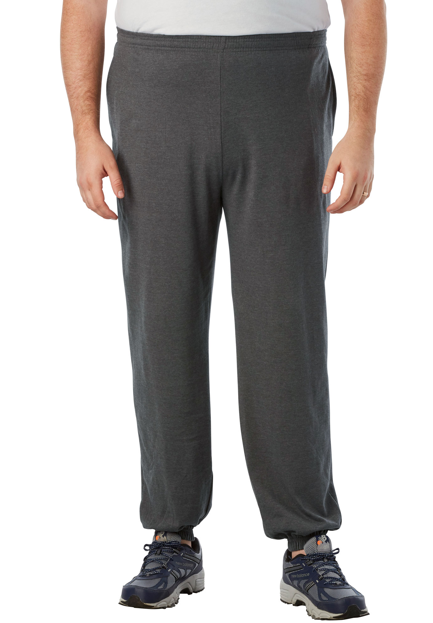 Men's Big & Tall Lightweight Elastic Cuff Sweatpants by KingSize in Heather Slate (Size 5XL)