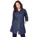 Plus Size Women's Long Denim Jacket by Jessica London in Indigo (Size 22 W) Tunic Length Jean Jacket