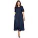 Plus Size Women's Button-Front Essential Dress by Woman Within in Navy (Size L)