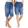 Plus Size Women's Convertible Length Cargo Short by Woman Within in Medium Stonewash Sanded (Size 20 W)