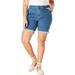 Plus Size Women's Invisible Stretch® Contour Cuffed Short by Denim 24/7 in Medium Wash (Size 14 W)