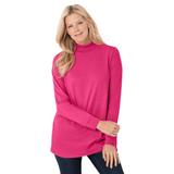 Plus Size Women's Perfect Long-Sleeve Mockneck Tee by Woman Within in Raspberry Sorbet (Size 2X) Shirt