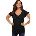 Plus Size Women's Flutter-Sleeve Sweetheart Ultimate Tee by Roaman's in Black (Size 18/20) Long T-Shirt Top