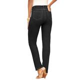 Plus Size Women's Invisible Stretch® Contour Straight-Leg Jean by Denim 24/7 in Black Denim (Size 26 W)