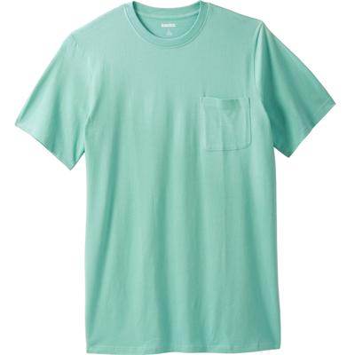 Men's Big & Tall Shrink-Less Lightweight Longer-Length Crewneck Pocket T-Shirt by KingSize in Tidal Green (Size 7XL)
