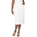 Plus Size Women's Comfort Waist Stretch Denim Midi Skirt by Jessica London in White (Size 12) Elastic Waist Stretch Denim