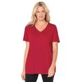 Plus Size Women's Perfect Short-Sleeve V-Neck Tee by Woman Within in Classic Red (Size L) Shirt
