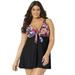 Plus Size Women's Tie Front V-Neck Swimdress by Swimsuits For All in Sparkler Leaf Print (Size 26)