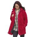 Plus Size Women's Fleece-Lined Taslon® Anorak by Woman Within in Classic Red (Size 3X) Rain Jacket