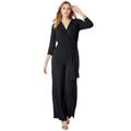 Plus Size Women's Wide Leg Knit Jumpsuit by The London Collection in Black (Size 16)