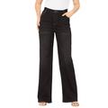 Plus Size Women's Invisible Stretch® Contour Wide-Leg Jean by Denim 24/7 in Black Denim (Size 24 W) Soft Comfortable