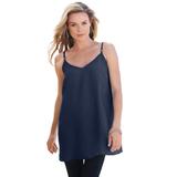 Plus Size Women's V-Neck Cami by Roaman's in Navy (Size 12 W) Top