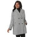 Plus Size Women's A-Line Wool Peacoat by Jessica London in Ivory Houndstooth (Size 24) Winter Wool Double Breasted Coat