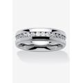 Men's Big & Tall Stainless Steel Cubic Zirconia Channel Set Eternity Bridal Ring by PalmBeach Jewelry in Stainless Steel (Size 9)