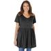 Plus Size Women's Short-Sleeve Empire Waist Tunic by Woman Within in Black (Size 26/28)