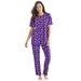 Plus Size Women's Floral Henley PJ Set by Dreams & Co. in Plum Burst Bouquet (Size 4X) Pajamas