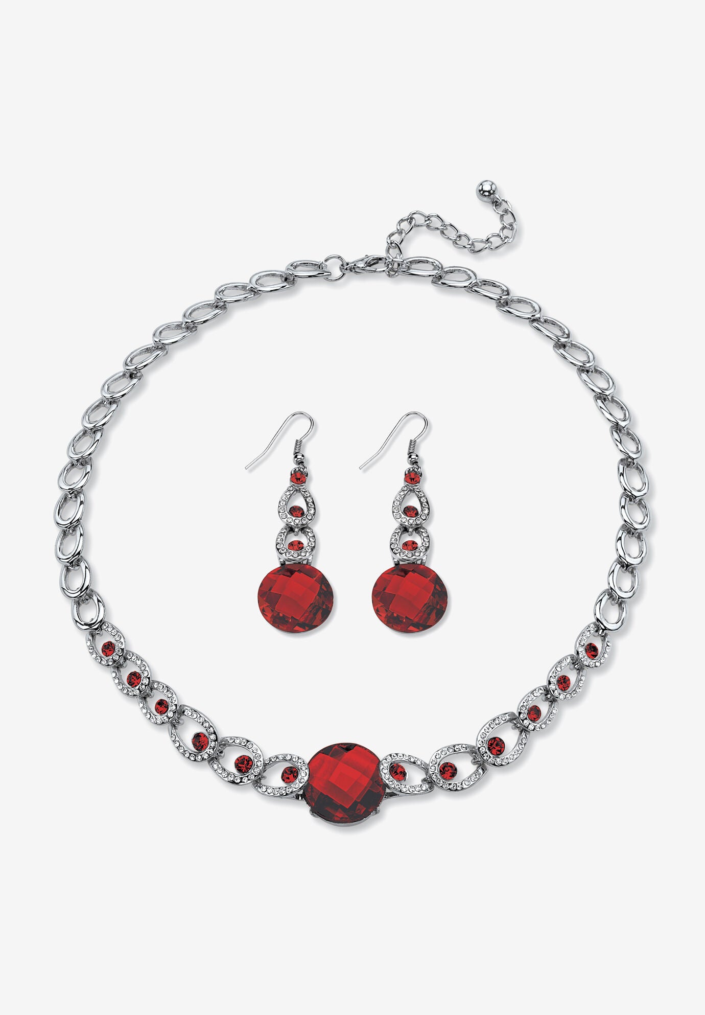 Women's Silver Tone Collar Necklace and Earring Set, Simulated Birthstone by PalmBeach Jewelry in January
