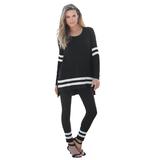 Plus Size Women's Mesh Colorblock Lounge Set by Roaman's in Black White (Size 30/32) Matching Long Sleeve Shirt and Leggings