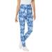Plus Size Women's Stretch Cotton Printed Legging by Woman Within in Blue Tie Dye (Size 6X)
