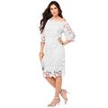 Plus Size Women's Off-The-Shoulder Lace Dress by Roaman's in White (Size 32 W)