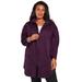 Plus Size Women's Fleece Zip Hoodie Jacket by Roaman's in Dark Berry (Size M)