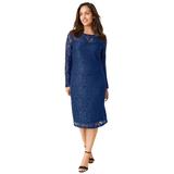 Plus Size Women's Stretch Lace Shift Dress by Jessica London in Evening Blue (Size 32)