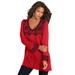 Plus Size Women's Fit-And-Flare Tunic Sweater by Roaman's in Red Black Fair Isle (Size 18/20)
