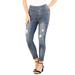 Plus Size Women's 360 Stretch Jegging by Denim 24/7 in Distressed (Size 16 W) Pull On Jeans Denim Legging