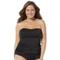 Plus Size Women's Bandeau Adjustable Tankini Top by Swimsuits For All in Black (Size 18)