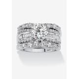 Women's Platinum over Silver Bridal Ring Set Cubic Zirconia (5 5/8 cttw TDW) by PalmBeach Jewelry in Silver (Size 10)