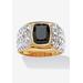 Men's Big & Tall 18K Gold Over Sterling Silver Cubic Zirconia and Onyx Ring by PalmBeach Jewelry in Gold (Size 12)