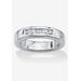 Men's Big & Tall Platinum Over Sterling Silver Cubic Zirconia Wedding Ring by PalmBeach Jewelry in White (Size 9)