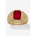 Men's Big & Tall Yellow Gold Plated Simulated Red Ruby Nugget Style Ring by PalmBeach Jewelry in Gold (Size 8)