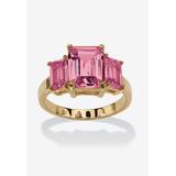 Women's Yellow Gold-Plated Simulated Emerald Cut Birthstone Ring by PalmBeach Jewelry in October (Size 5)