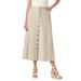 Plus Size Women's Perfect Cotton Button Front Skirt by Woman Within in Natural Khaki (Size 32 W)