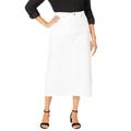 Plus Size Women's Classic Cotton Denim Midi Skirt by Jessica London in White (Size 26) 100% Cotton