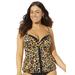 Plus Size Women's Faux Flyaway Underwire Tankini Top by Swimsuits For All in Animal (Size 18)