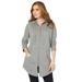 Plus Size Women's Fleece Zip Hoodie Jacket by Roaman's in Medium Heather Grey (Size 3X)