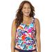 Plus Size Women's Classic Tankini Top by Swimsuits For All in Multi Tropical (Size 12)