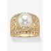 Women's Gold over Sterling Silver Simulated Pearl and Cubic Zirconia Ring by PalmBeach Jewelry in Gold (Size 7)