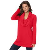 Plus Size Women's Cowl-Neck Thermal Tunic by Roaman's in Vivid Red (Size 1X) Long Sleeve Shirt