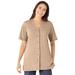 Plus Size Women's 7-Day Short-Sleeve Baseball Tunic by Woman Within in New Khaki (Size 22/24)